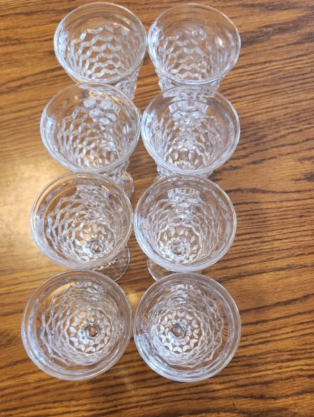 Fostoria American Clear Footed Juice Glasses Set Of 8 Retro Cubist style